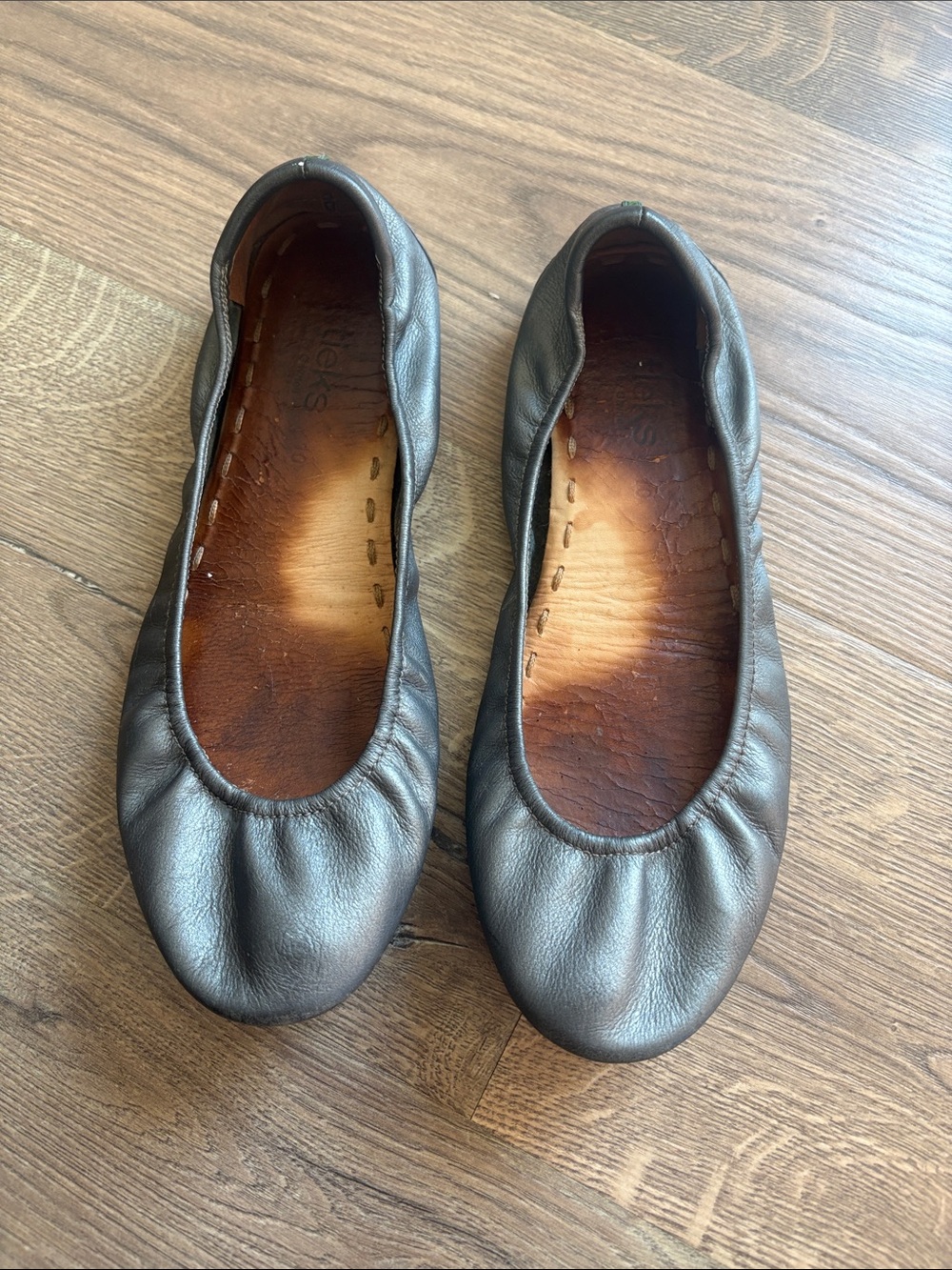 Tieks Metallic Pewter Leather Ballet Flats